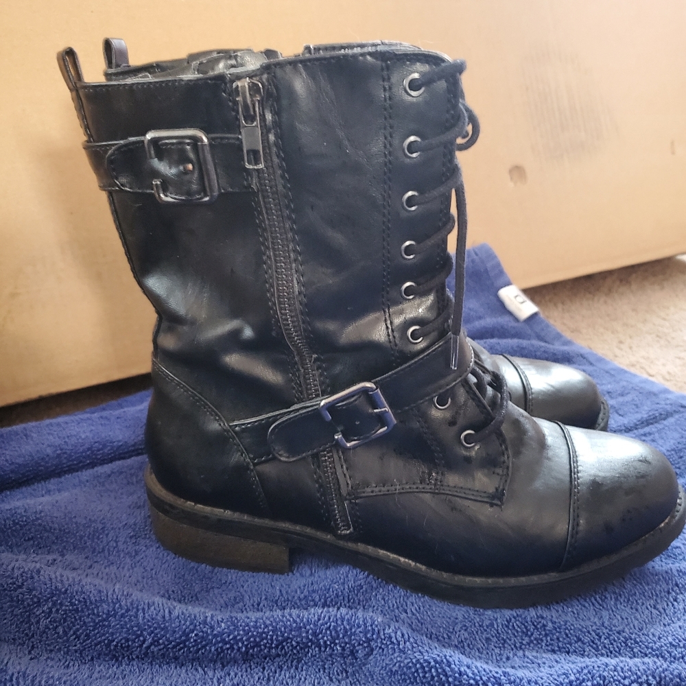 Vegan leather combat boots